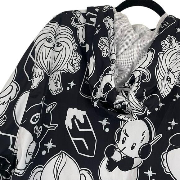 Future Fantasy Delight Black and White Windbreaker Hoodie Quarter Zip - Picture 6 of 7
